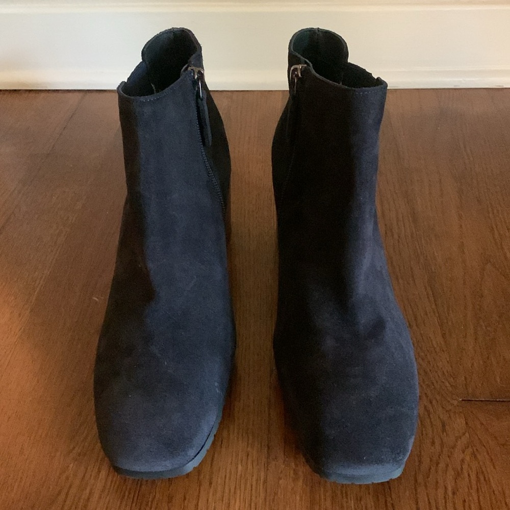 New Aquatalia Charlotte Leather Suede Block Heel Ankle Boots - Picture 2 of 9